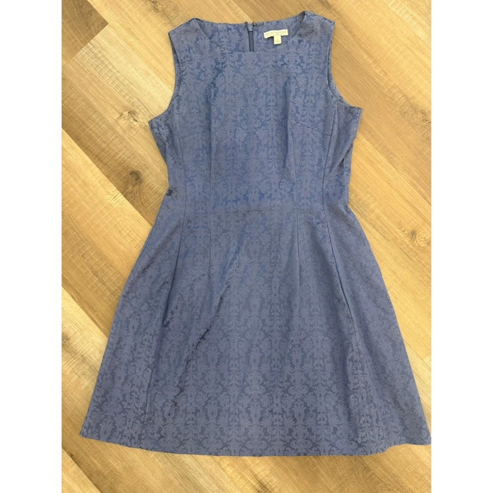 Eva Mendes‎ NY&Co Blue Floral Jacquard Fit & Flare Dress Size 6